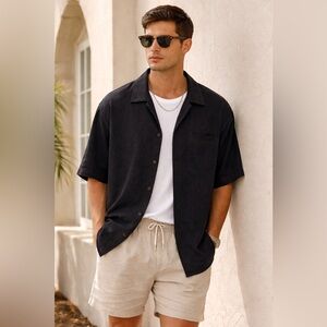 Tommy Bahama 100% Silk Button-Up Shirt | Black | Size L